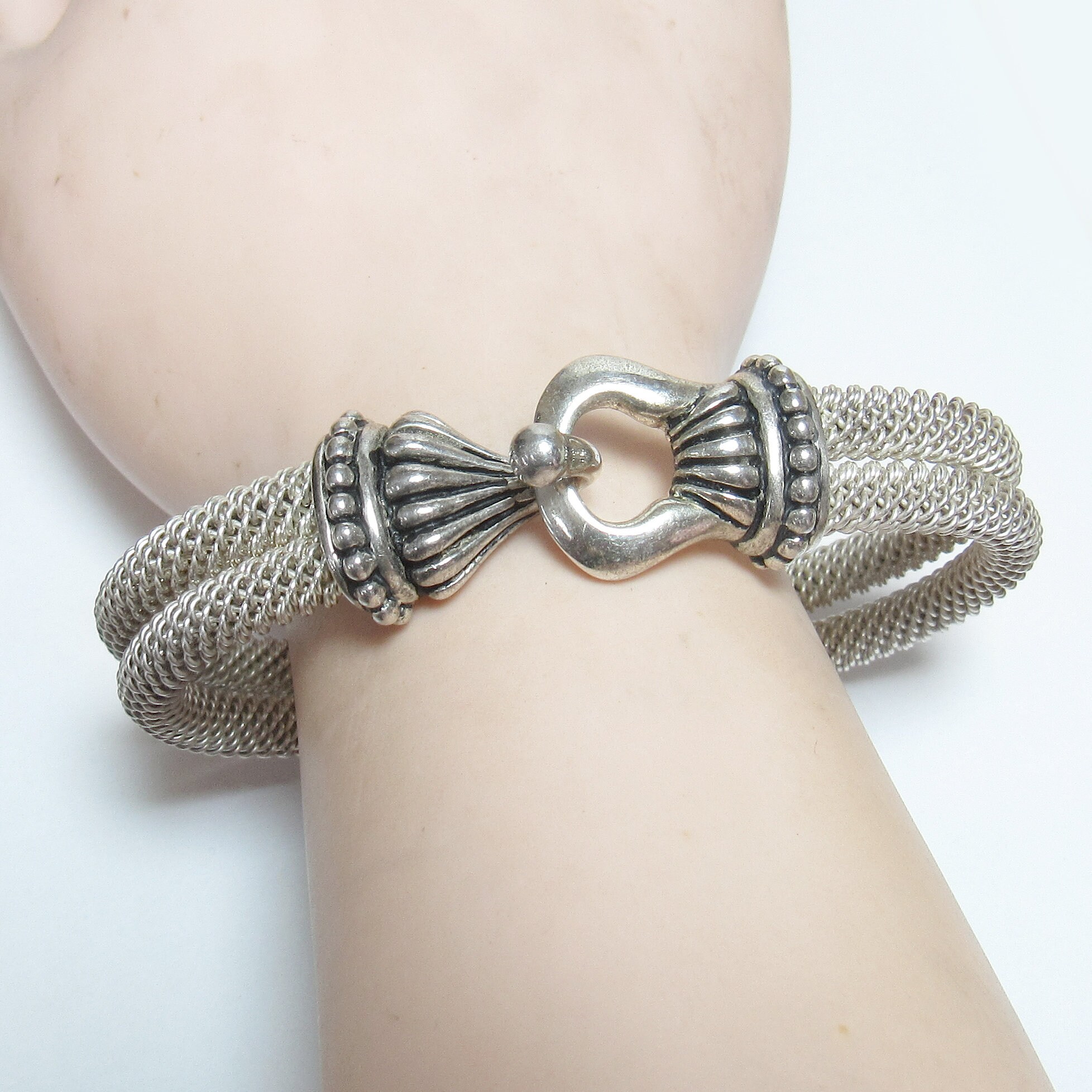 JOSEPH ESPOSITO Sterling Silver Double Mesh Large Hook