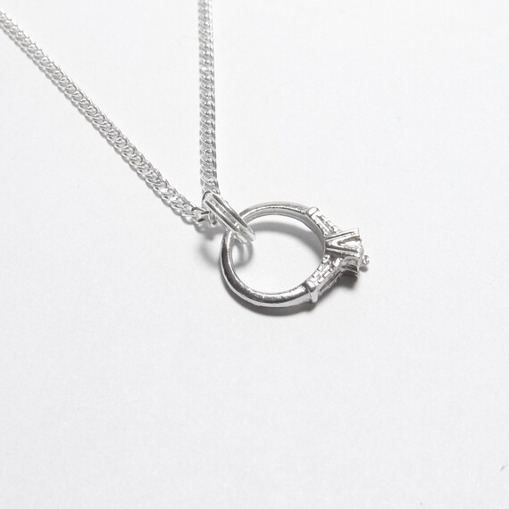 Sterling Silver Solitaire Ring Pendant Holding Wh… - image 2