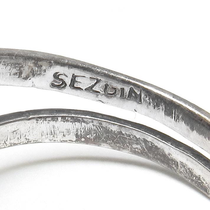 SEZGIN Sterling Silver Double Detailed Rose Flower Ring 1970's