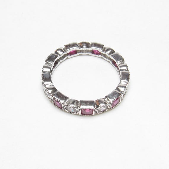Sterling Silver Lab Created Red Ruby And Cubic Zi… - image 3