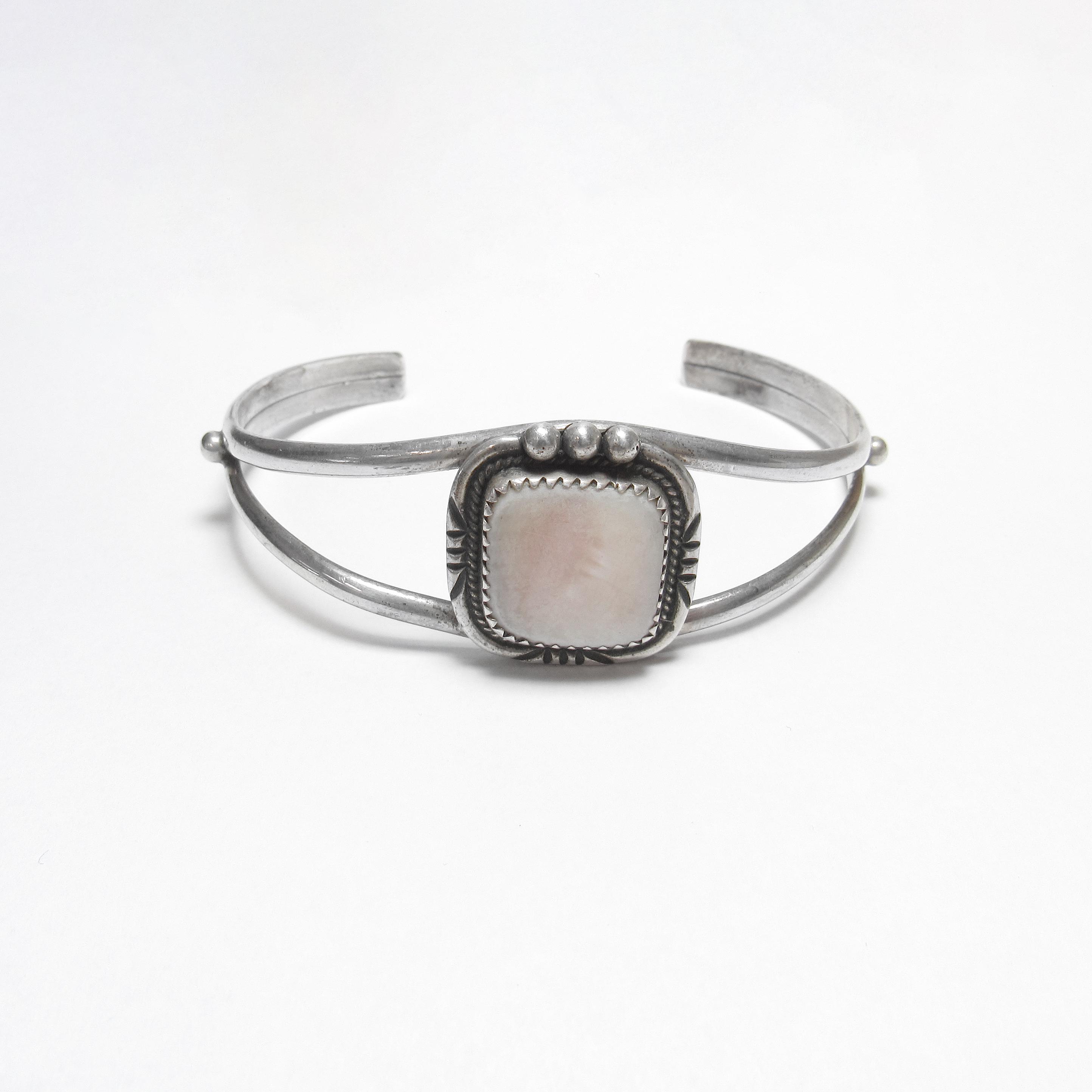 アクセサリー Navajo / HS Herman Smith silver bangle Bracelet - Navajo Silver Stamping & Morenci Turquoise by