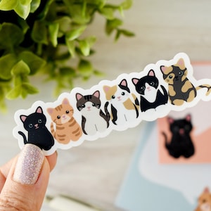 cute cat sticker decal, cat water bottle stickers, cat stickers for laptop, cute cat mom gifts under 5 dollars, cat gifts for cat lovers image 1