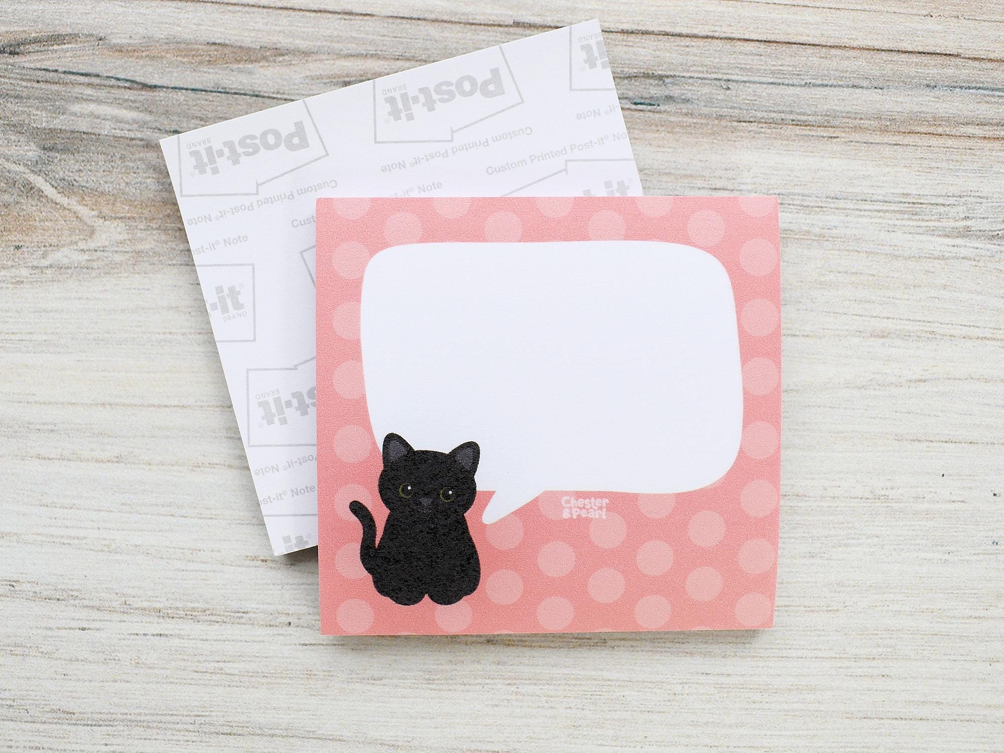 Black Cat Sticky Notes, Cute Postit Note Pad, Cartoon Post It Notepad ...