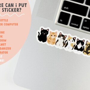 cute cat sticker decal, cat water bottle stickers, cat stickers for laptop, cute cat mom gifts under 5 dollars, cat gifts for cat lovers image 3