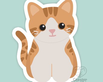 Orange tabby and white cat magnet, waterproof vinyl car magnet, cute refrigerator magnets, cartoon Creamsicle cat locker or fridge magnet