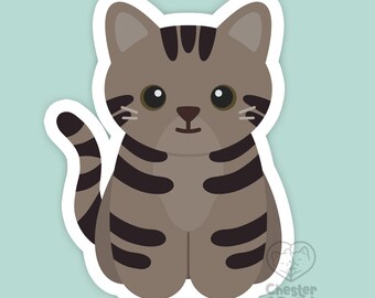 Brown tabby cat magnet, waterproof vinyl car magnet, cute refrigerator magnets, brown tabby cartoon cat fridge magnet, gift for cat lovers