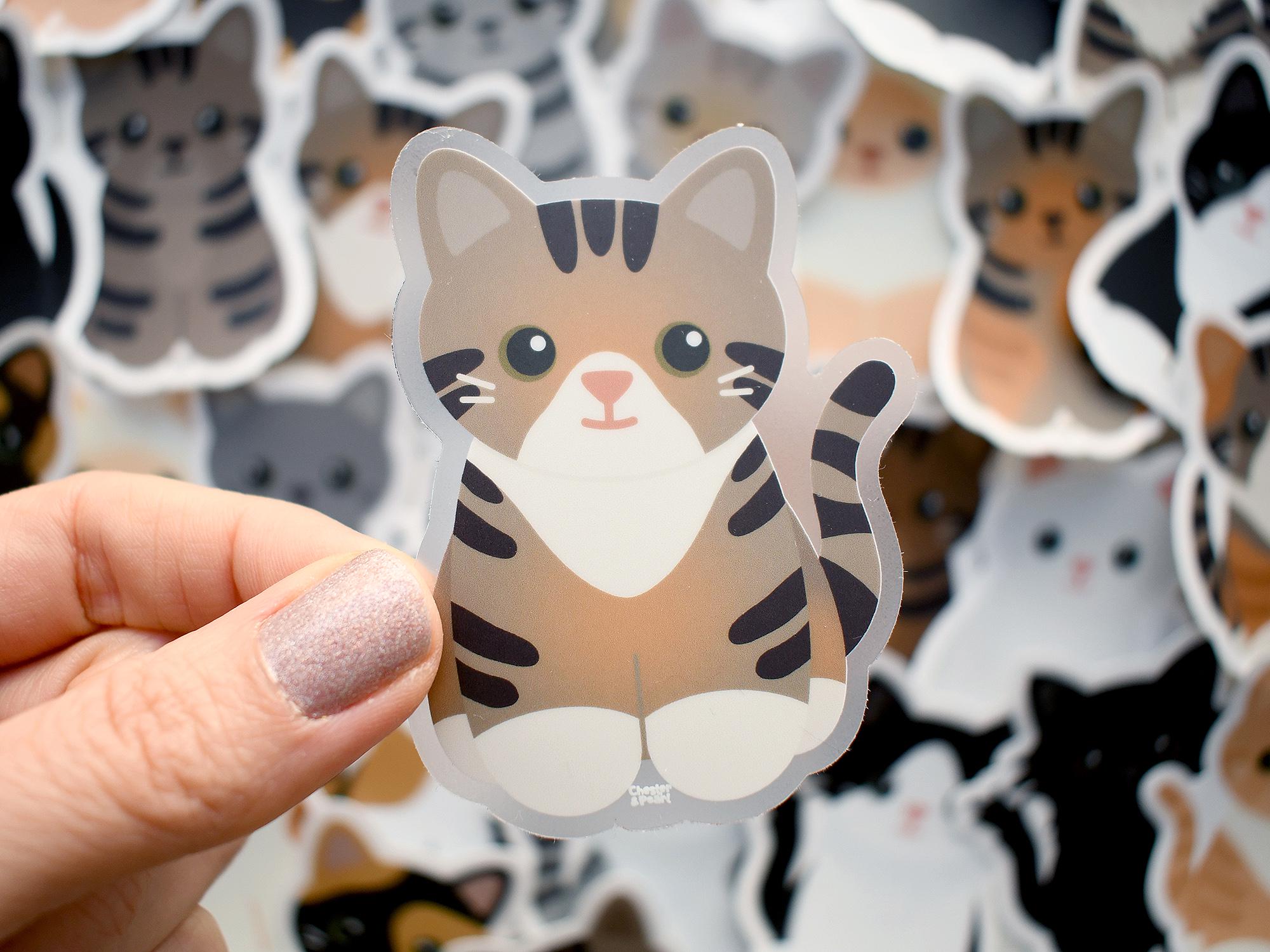 Torbie Cat Vinyl Sticker, Tortie Tabby Decal for Water Bottle and ...