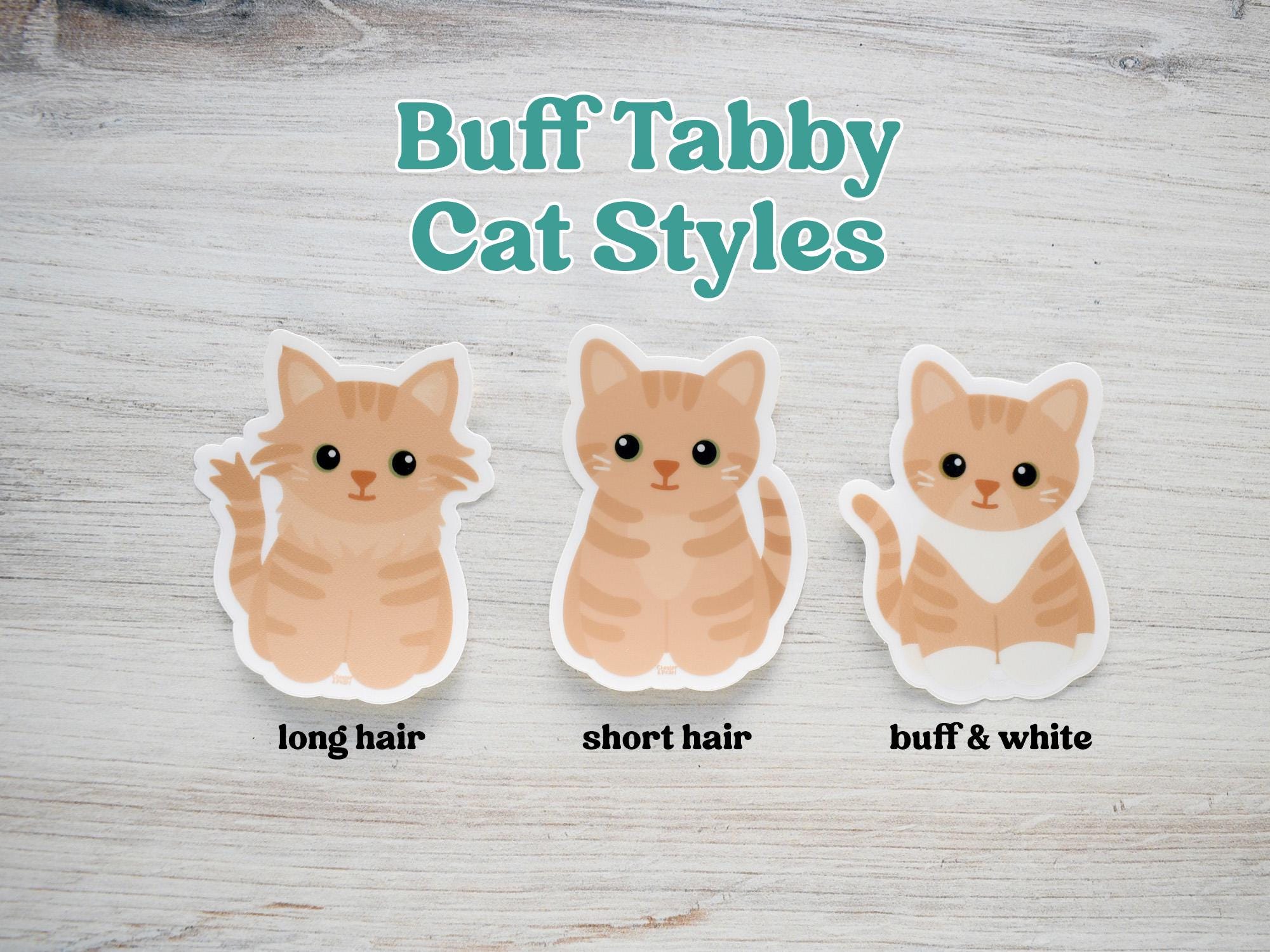 Buff Orange Tabby Cat Vinyl Sticker for Water Bottle and Laptop, Cute ...