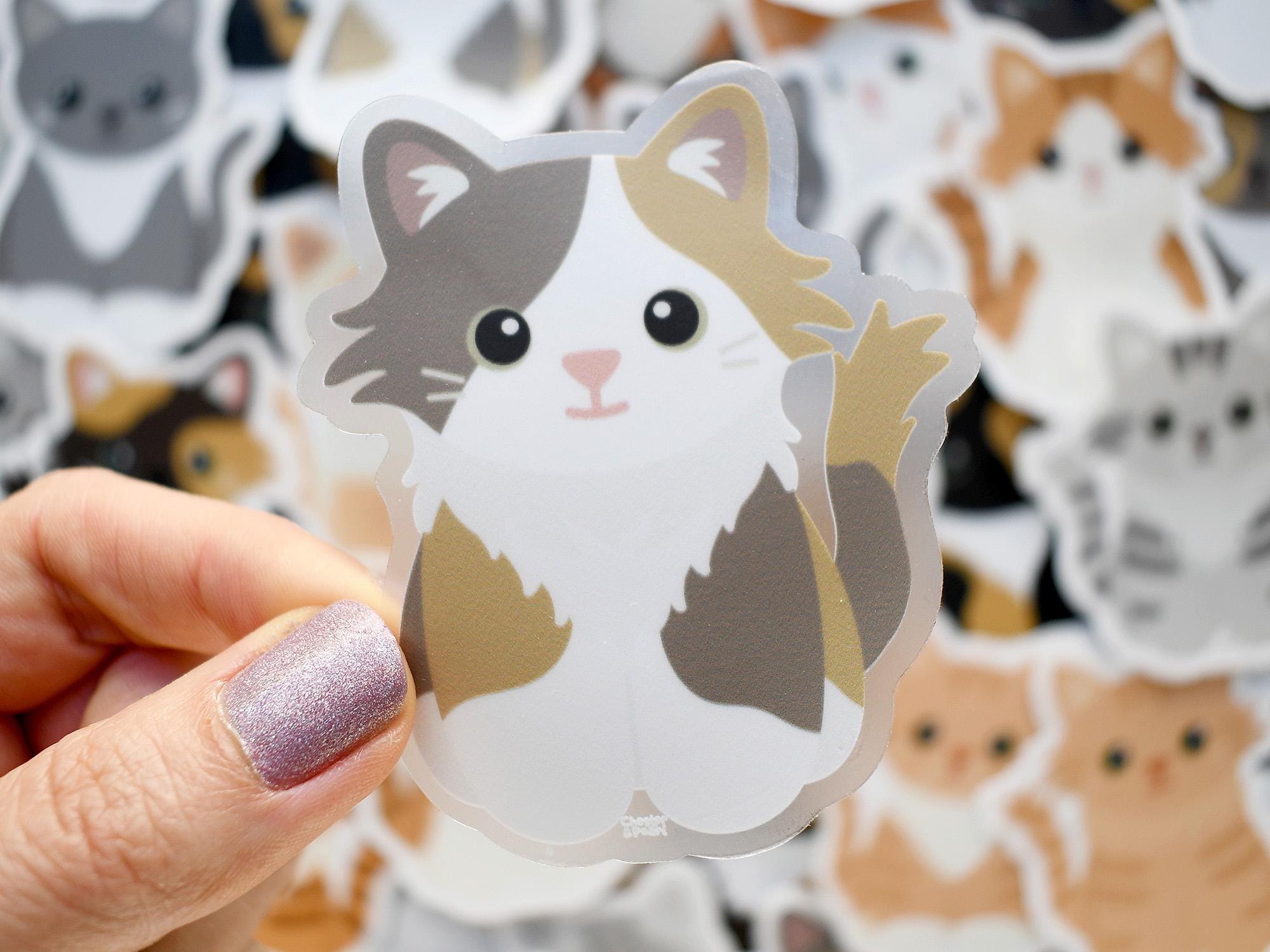 Dilute Calico Cat Vinyl Sticker for Water Bottle and Laptop, Cute ...