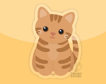 Orange tabby cat sticker, cute cat sticker for hydroflask, waterproof cat sticker, orange cat laptop stickers, orange tabby cat gift for her