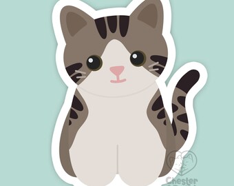 Brown tabby and white cat magnet, waterproof vinyl car magnet, cute refrigerator magnets, cartoon brown tabby cat locker or fridge magnet