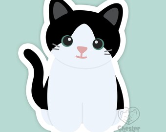 Black and white bicolor cat magnet, waterproof vinyl car magnet, cute refrigerator magnets, cute cartoon cat locker or fridge magnet