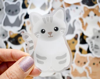 Lynx point siamese cat vinyl sticker for water bottle and laptop, cute cartoon kitten waterproof decal for car windows, cat lover art gift