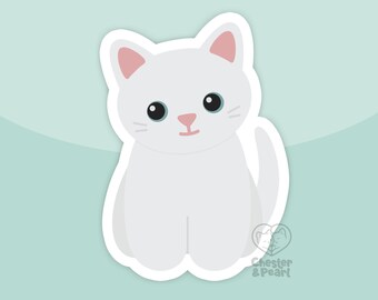 White cat magnet, waterproof vinyl car magnet, cute die cut refrigerator magnets, cute cartoon white cat locker or fridge magnet