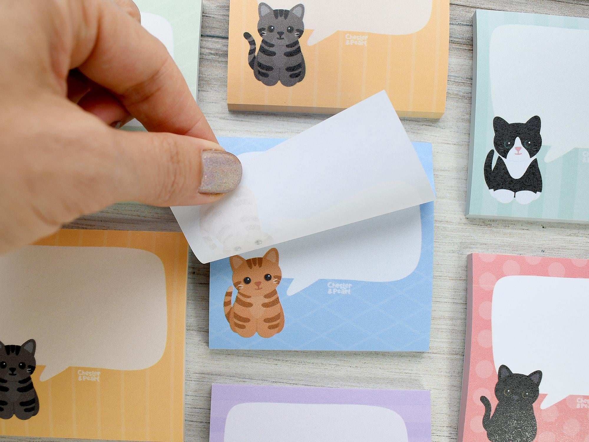 Orange Tabby Cat Sticky Notes, Cute Postit Note Pad, Cartoon Post It ...