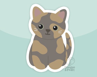 Dilute tortie cat magnet, waterproof vinyl car magnet, cute die cut refrigerator magnets, cute cartoon dilute tortoiseshell fridge magnet