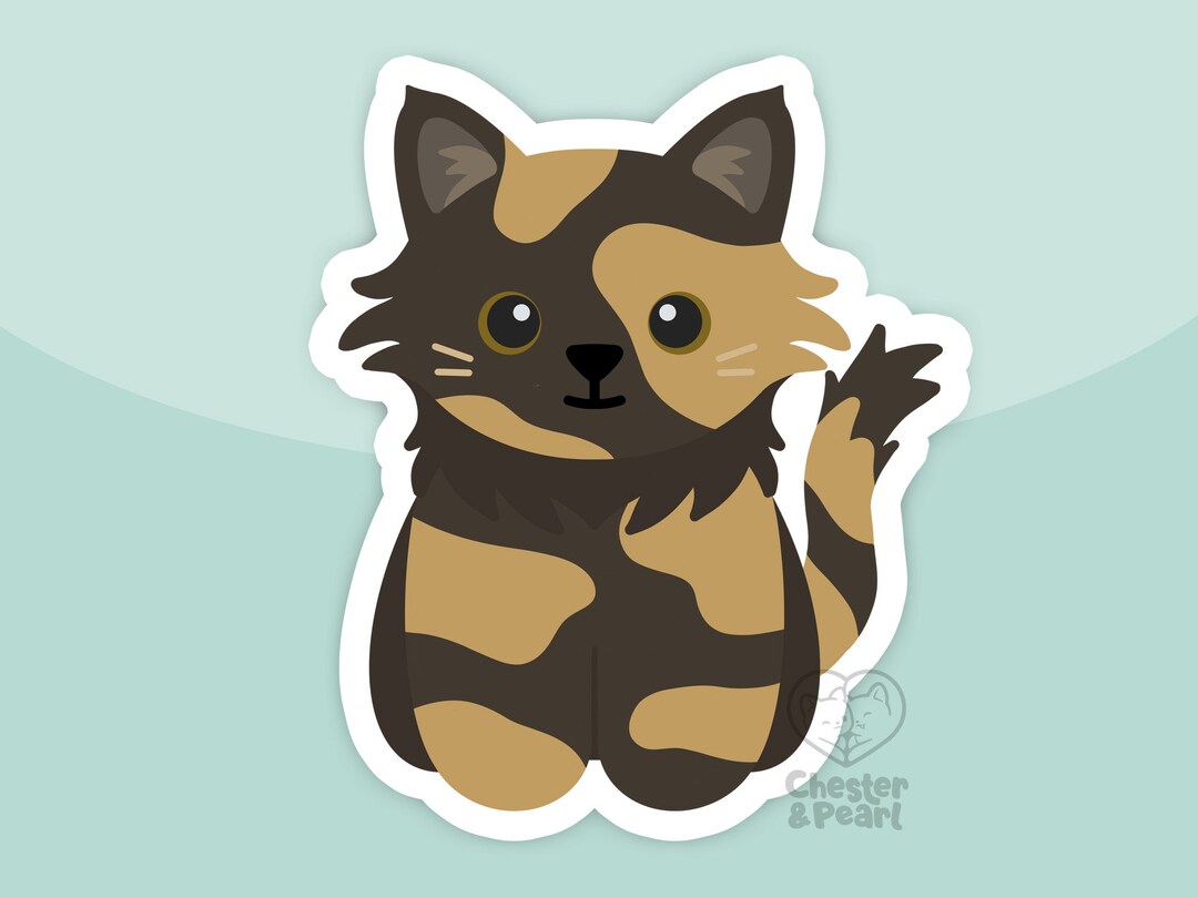 Long Hair Tortie Cat Magnet, Waterproof Vinyl Car Magnet, Cute