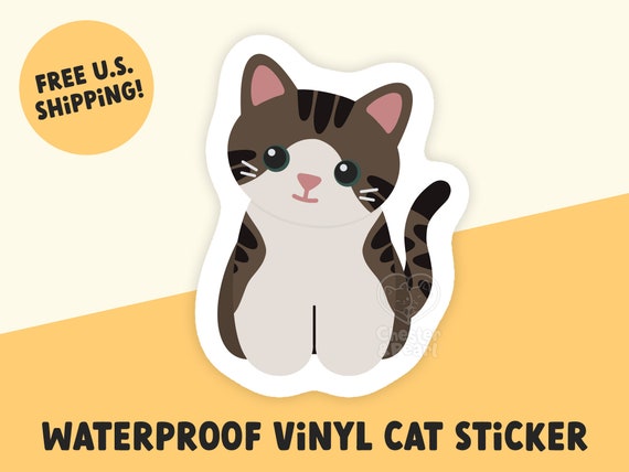 Long Haired Brown Tabby Cat Sticker Decal Brown Cat Water 