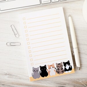 cute cat checklist memo pad, cute to do list notepad, fun gifts for cat lovers and owners, cat mom note pad, stationery gifts for teachers image 3