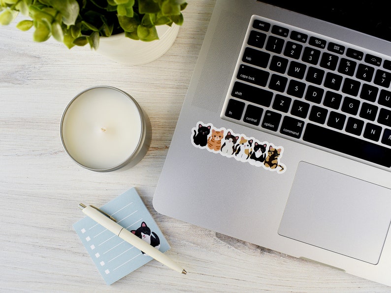 Cute Cat Sticker Decal, Waterproof Vinyl, Laptop Stickers - Etsy