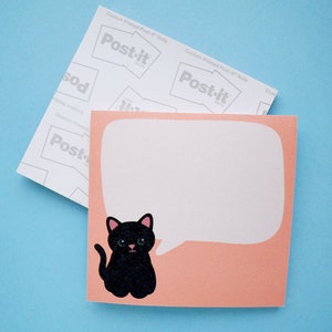 Black cat sticky notes, sticky notes pad, cat stationery, black cat note pad, cute memo pad, cat lover birthday gift ideas, cat mom gifts