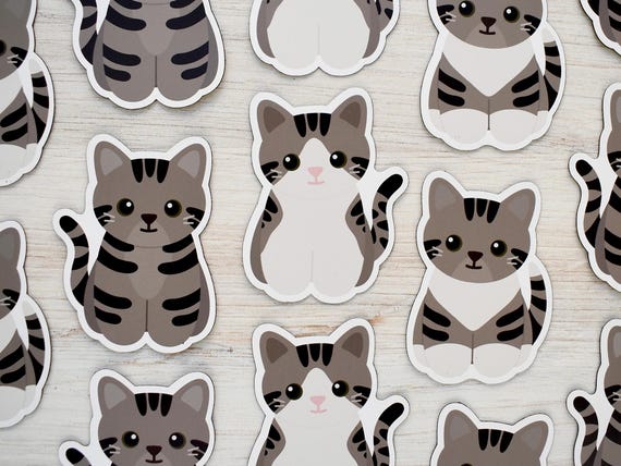 Brown tabby cat magnet, waterproof vinyl car magnet, cute refrigerator magnets, brown tabby cartoon cat fridge magnet, gift for cat lovers