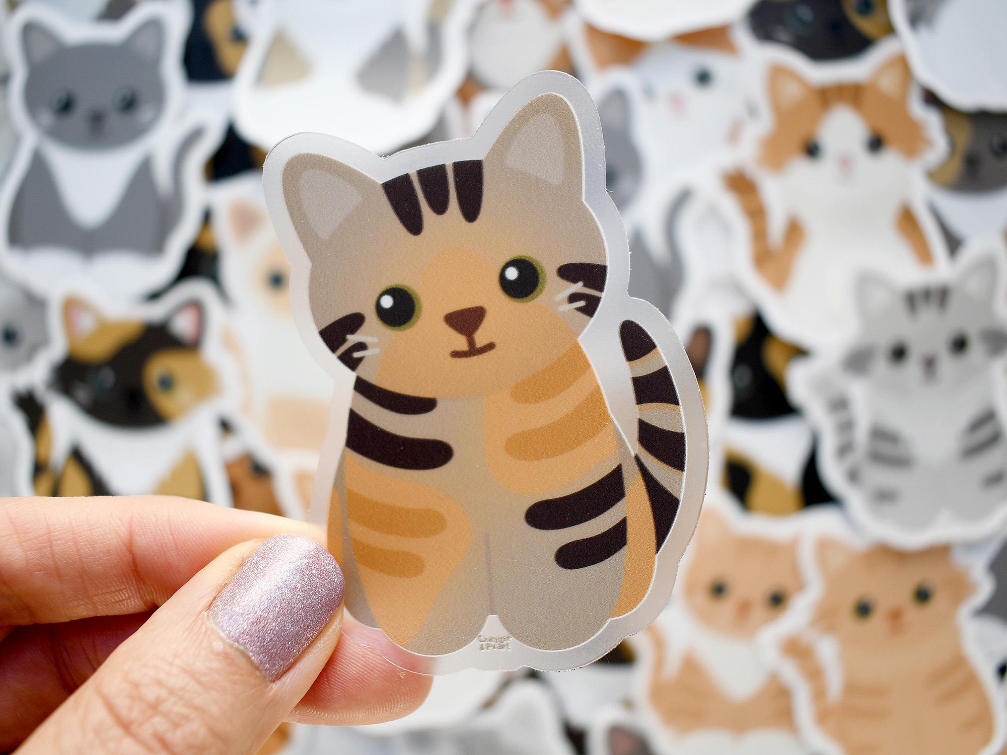 Torbie Cat Vinyl Sticker, Tortie Tabby Decal for Water Bottle and ...