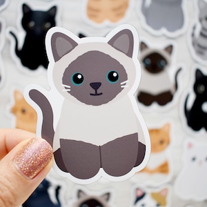 Blue point Siamese cat magnet, waterproof vinyl car magnet, cute refrigerator magnets, cartoon Siamese cat locker or fridge magnet