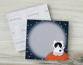 Cat astronaut sticky notes pad, cute post it notes, cat note pad, cute science teacher gift, cute post it notes, gift for space lover
