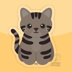 Brown tabby cat sticker decal, brown cat water bottle stickers, brown cat stickers for laptop, brown tabby cat decal, tabby cat gift