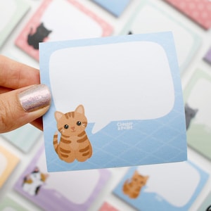 Orange tabby cat sticky notes, cute postit note pad, cartoon post it notepad, cat mom stationery gifts, cat lover birthday gift