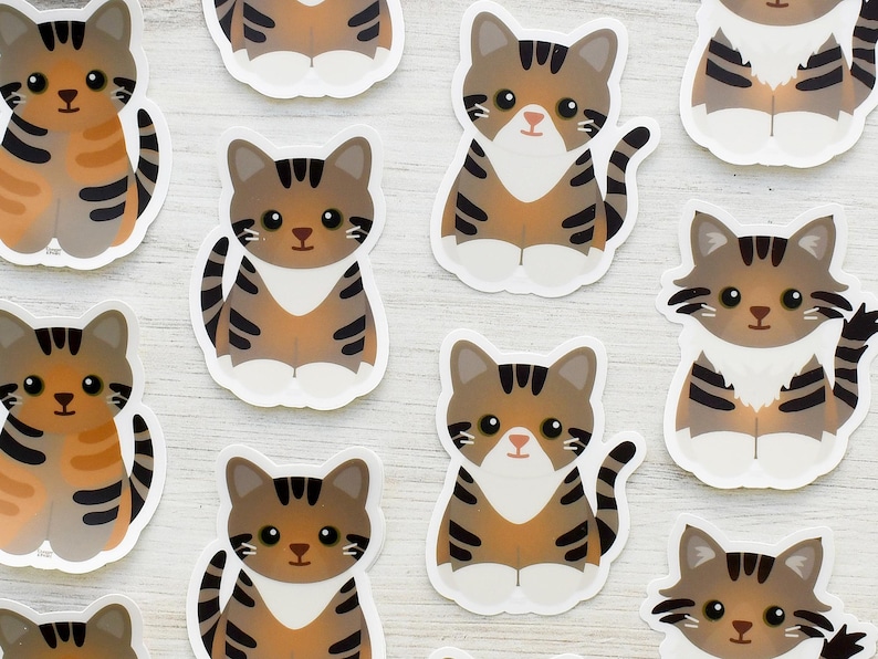 Torbie Cat Vinyl Sticker, Tortie Tabby Decal for Water Bottle and ...
