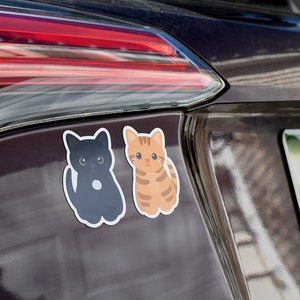 Black cat with white locket magnet, waterproof vinyl car magnet, cute refrigerator magnets, cute cartoon cat locker or fridge magnet image 2