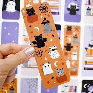 Halloween Cat Bookmark: Spooky Book Club Gift for Cat Lovers