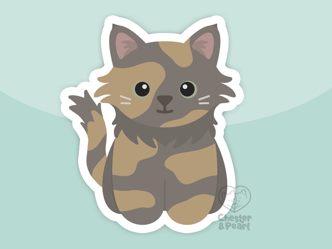 Long Hair Dilute Tortie Cat Magnet, Waterproof Car Magnet, Cute