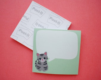 Tabby cat sticky notes, cat post it notes, tabby cat gift, cute sticky notes pad, cat lover birthday gifts, cat mom gifts under 10 dollars