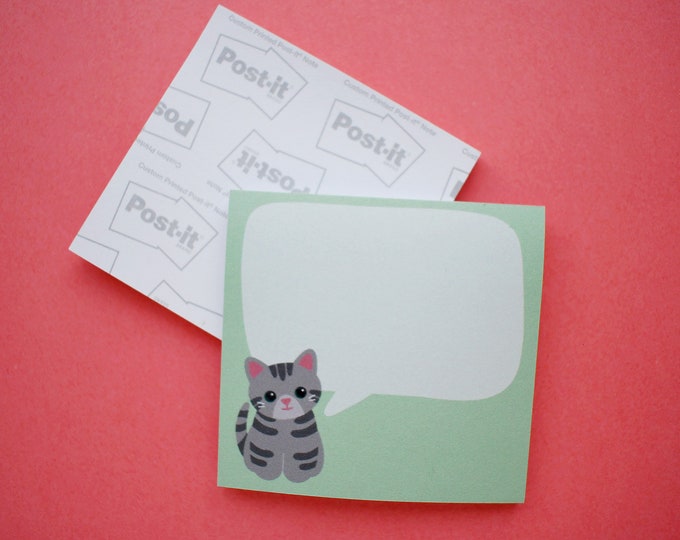 Tabby Cat Sticky Notes, Cat Post It Notes, Tabby Cat Gift, Cute Sticky ...