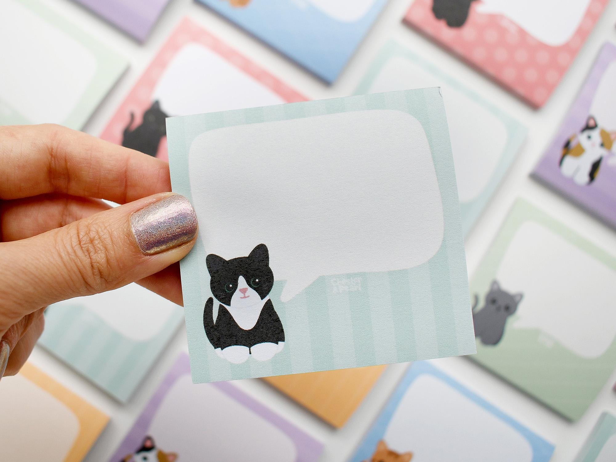 Tuxedo Cat Sticky Notes, Cute Postit Note Pad, Cartoon Post It Notepad ...