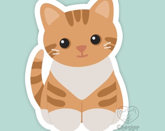 Orange tabby tuxedo cat magnet, waterproof vinyl car magnet, cute refrigerator magnets, cute cartoon orange white cat fridge locker magnet