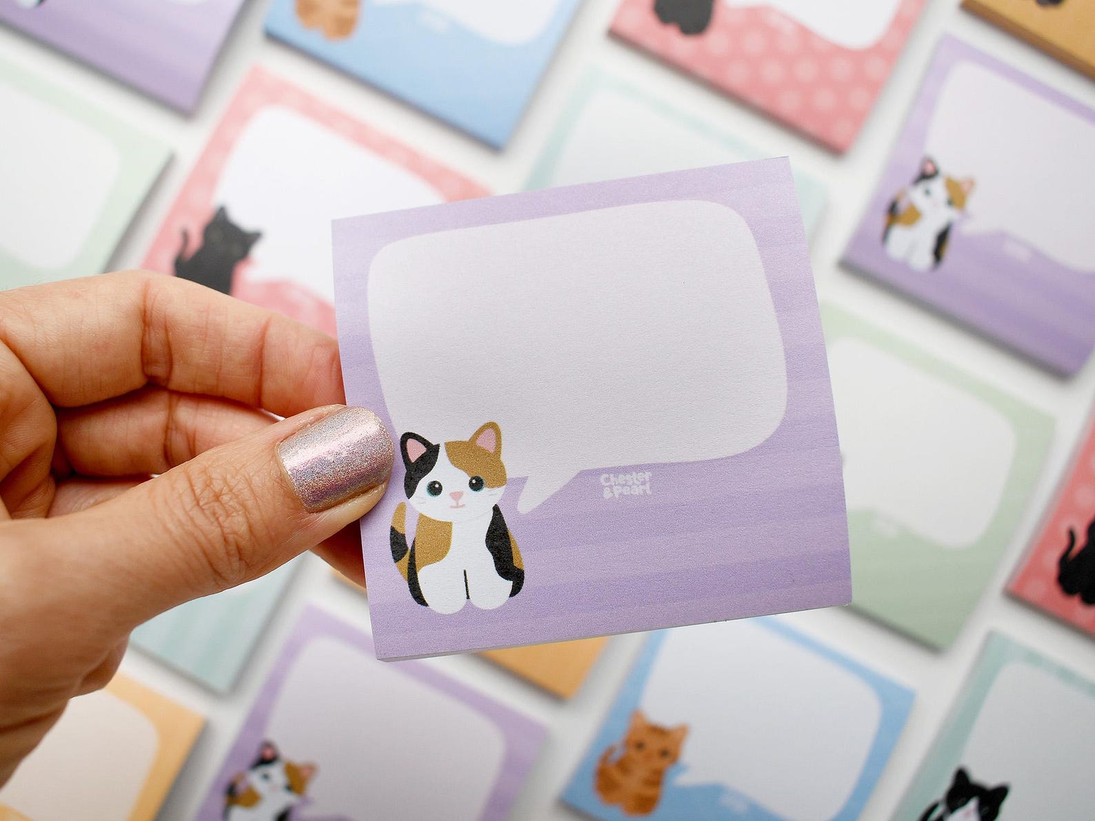Calico Cat Sticky Notes, Cute Postit Note Pad, Cartoon Post It Notepad ...