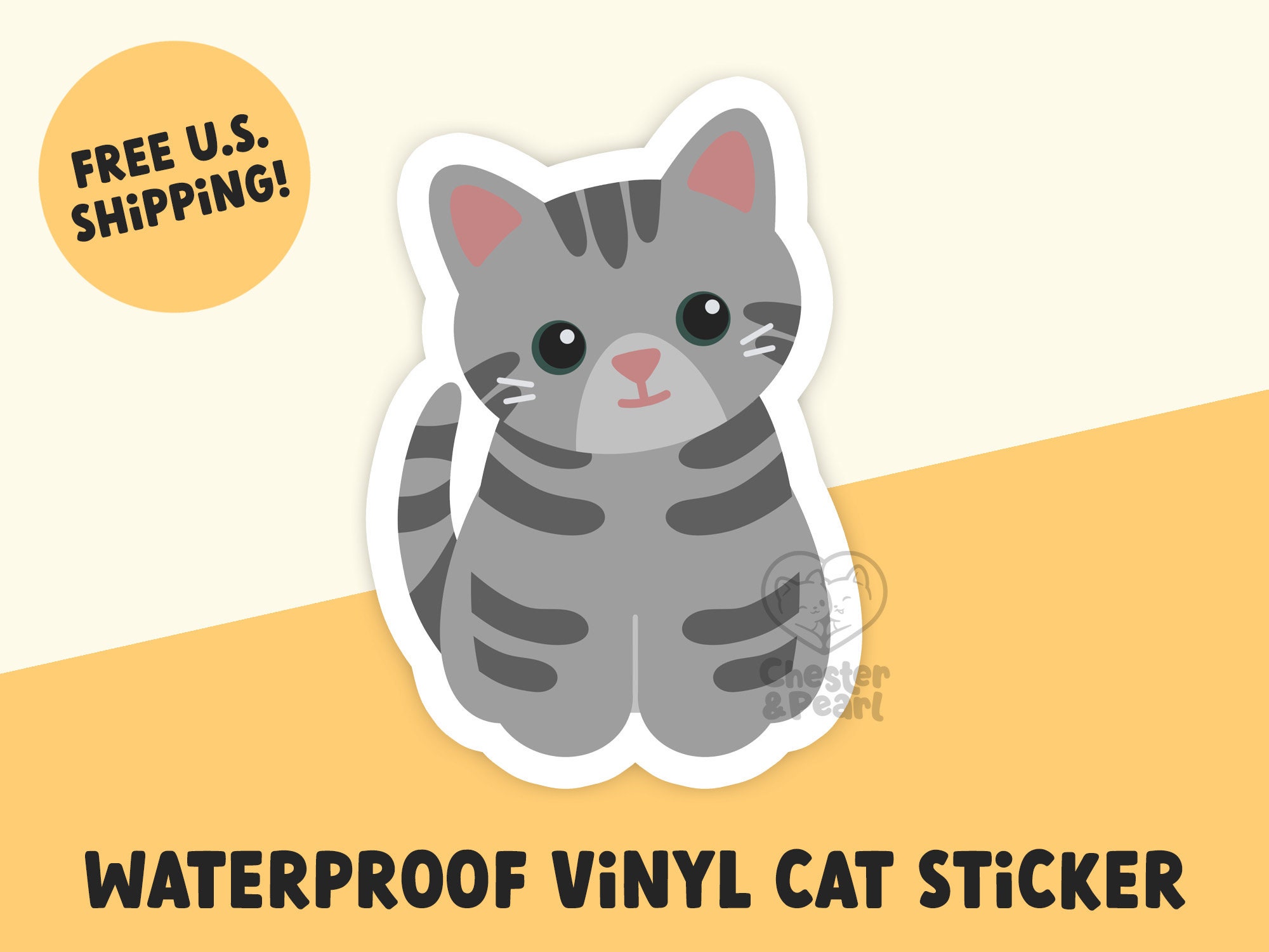 Grey Tabby Cat Sticker – Moon Light Sticker Co.