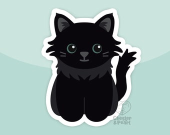 Long-haired black cat magnet, waterproof vinyl car magnet, cute refrigerator magnets, cute cartoon long hair black cat locker magnet