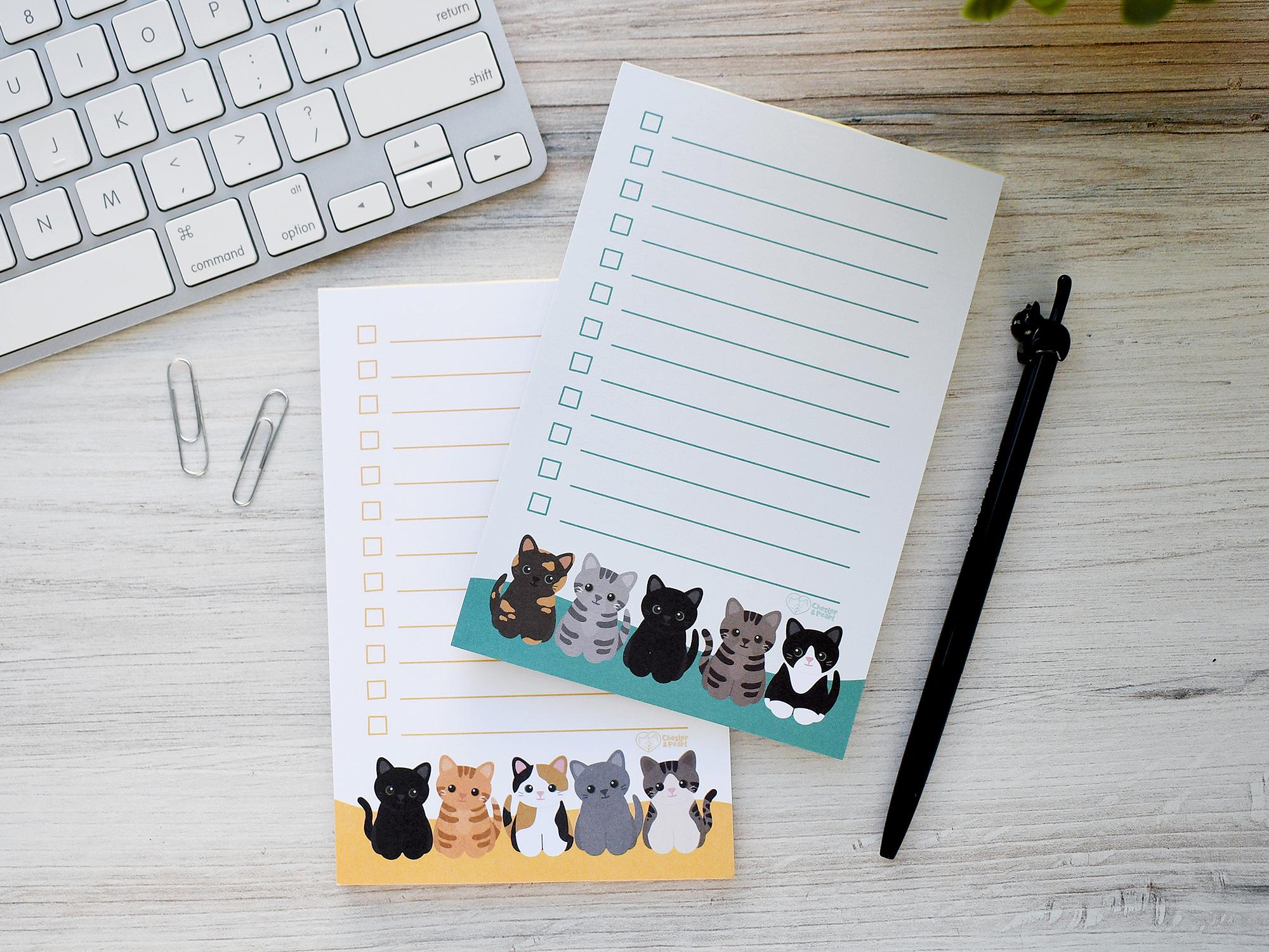 Cat Checklist Memo Pad Set, Pair of Cute to Do List Notepads, Fun Gifts ...