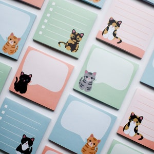 Cat sticky notes set of 6, cute stationery set, stationary pad, cat mom birthday gift idea, sticky note pad, teacher appreciation week gifts image 3