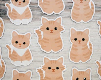 Buff tabby cat magnet, waterproof vinyl car magnet, cute refrigerator magnets, cream tabby cartoon cat fridge magnet, gift for cat lovers