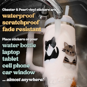 Tortie Cat Vinyl Sticker for Water Bottle and Laptop, Cute Cartoon ...
