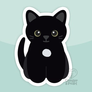Black cat with white locket magnet, waterproof vinyl car magnet, cute refrigerator magnets, cute cartoon cat locker or fridge magnet image 1