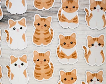 Orange tabby and white cat magnet, waterproof vinyl car magnet, cute refrigerator magnets, cartoon Creamsicle cat locker or fridge magnet