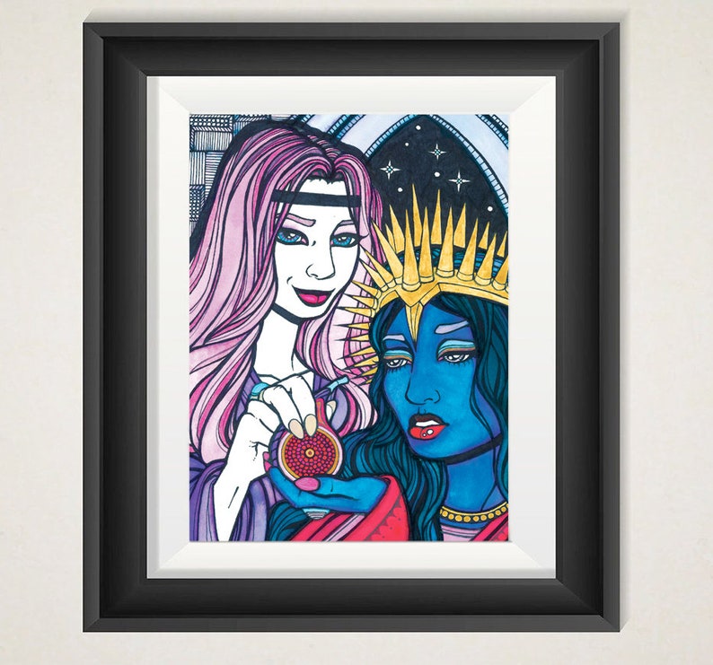 Lilith /& Kali Original Art Goth Medieval Surrealist Art on Paper of Goddesses Hindu Madonna Saint Sarah Santa Sarah del Mar