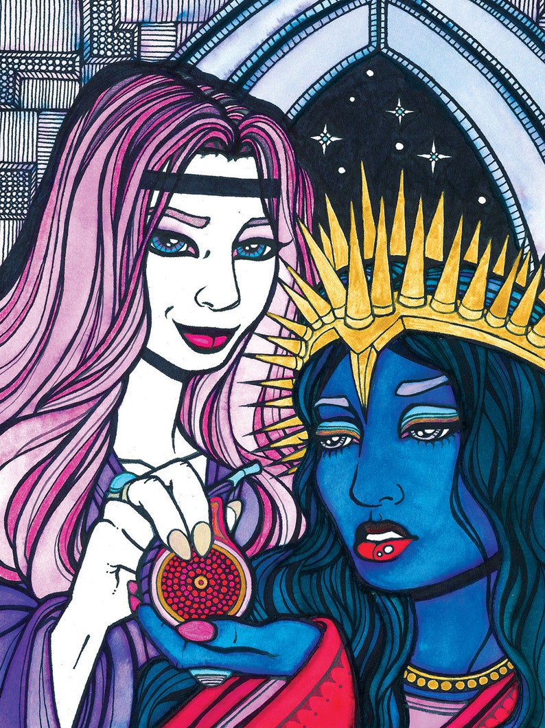 Lilith /& Kali Original Art Goth Medieval Surrealist Art on Paper of Goddesses Hindu Madonna Saint Sarah Santa Sarah del Mar